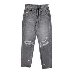 American Eagle Jeans 100% Cotton Women’s 6 Long Mom Jean Faded Black Distressed